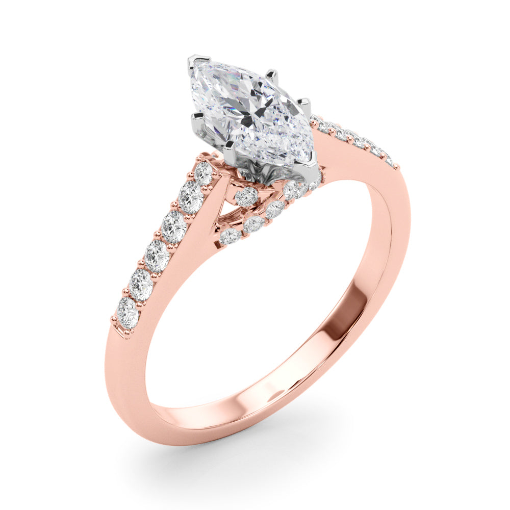 Sculpted Channel-Set Round Diamond Engagement Ring — 9K/18K Gold & Platinum