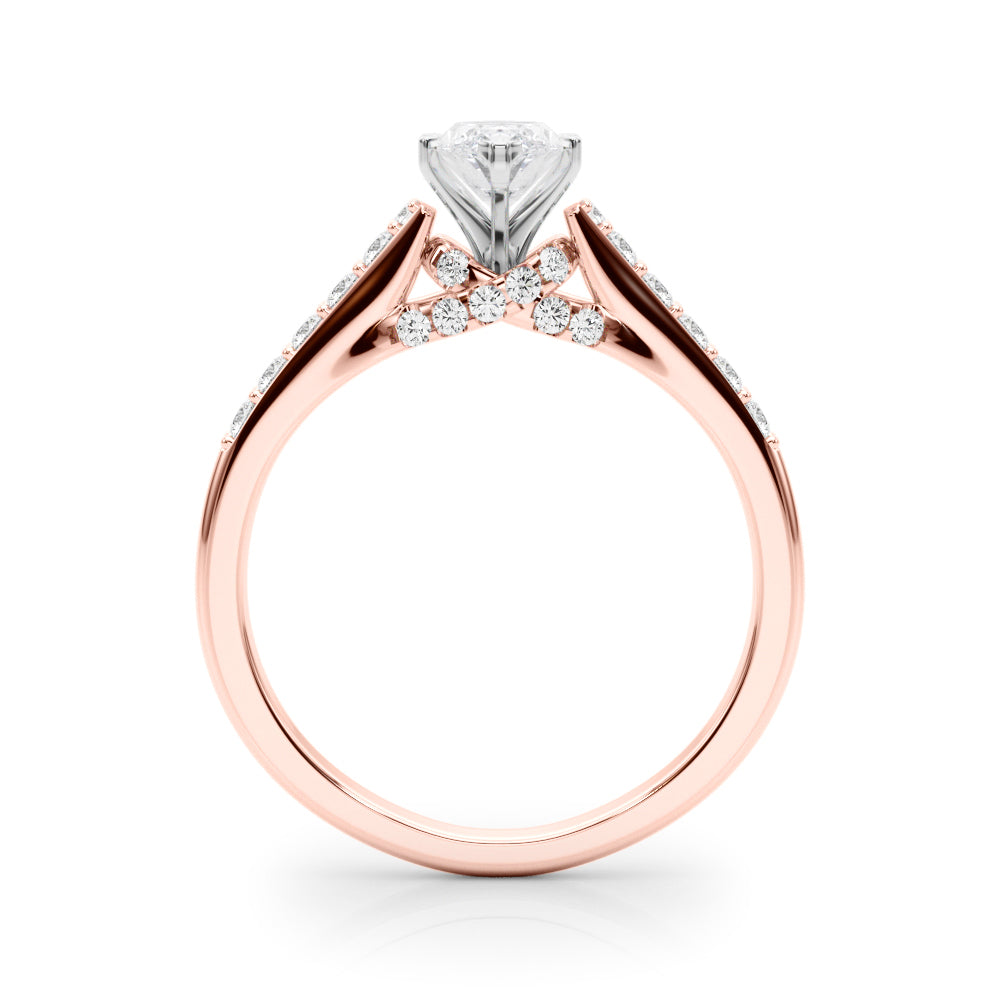 Sculpted Channel-Set Round Diamond Engagement Ring — 9K/18K Gold & Platinum
