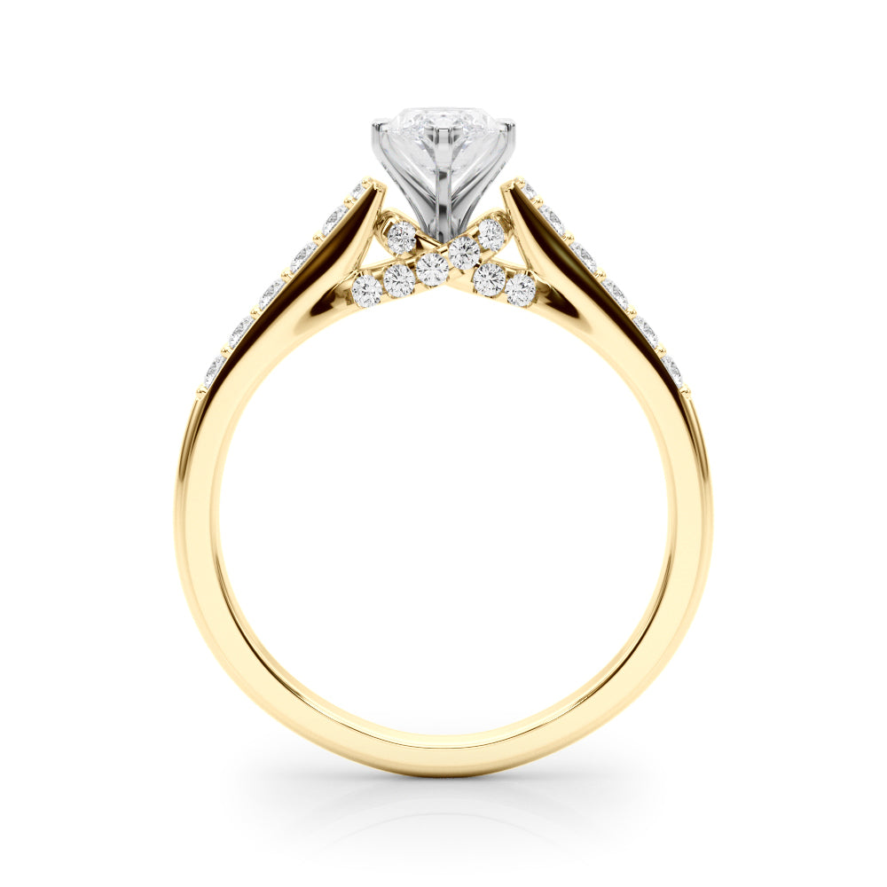 Sculpted Channel-Set Round Diamond Engagement Ring — 9K/18K Gold & Platinum