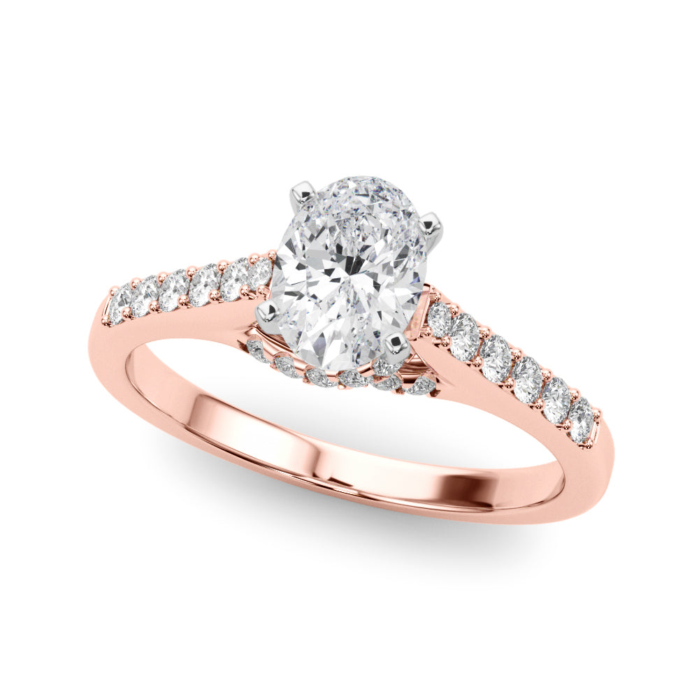 Sculpted Channel-Set Round Diamond Engagement Ring — 9K/18K Gold & Platinum