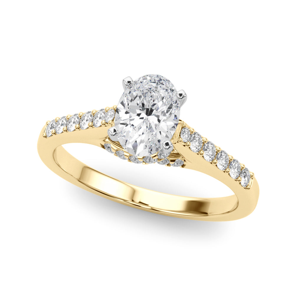 Sculpted Channel-Set Round Diamond Engagement Ring — 9K/18K Gold & Platinum