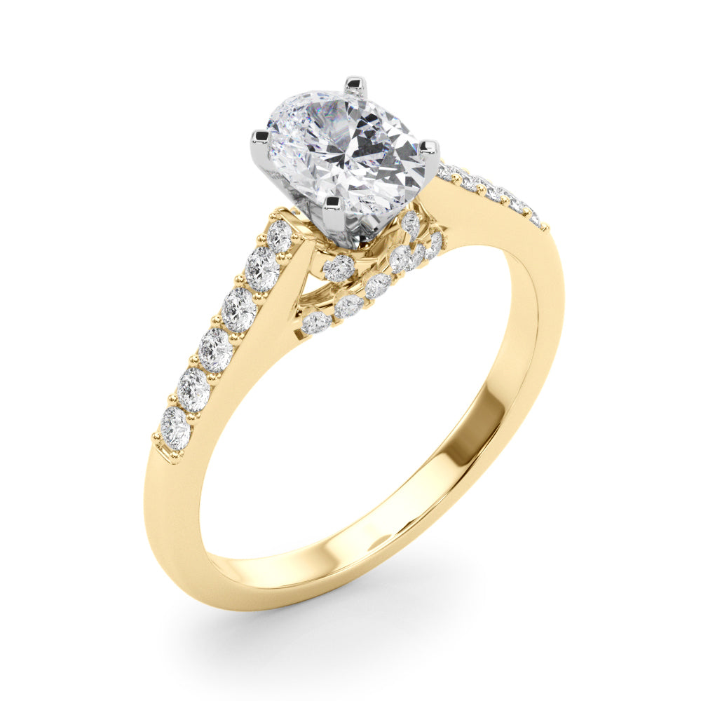 Sculpted Channel-Set Round Diamond Engagement Ring — 9K/18K Gold & Platinum