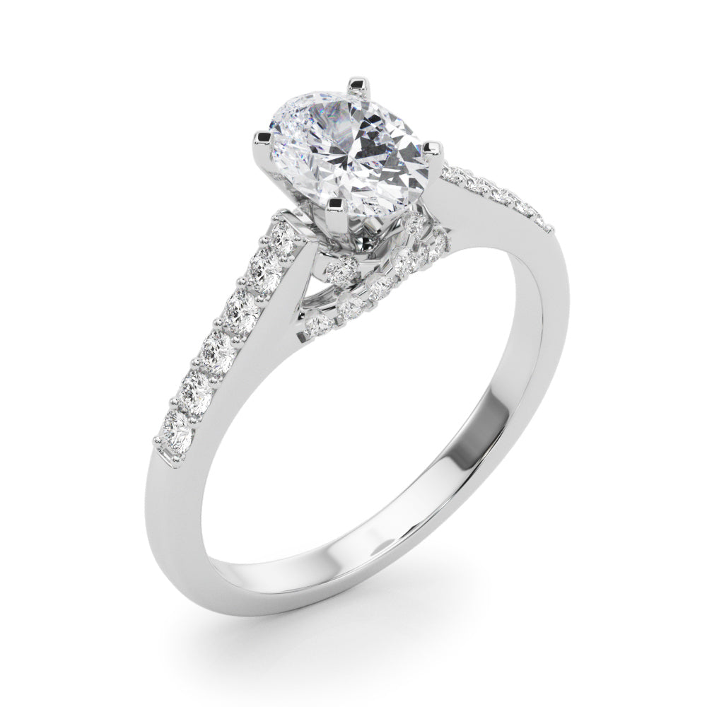 Sculpted Channel-Set Round Diamond Engagement Ring — 9K/18K Gold & Platinum