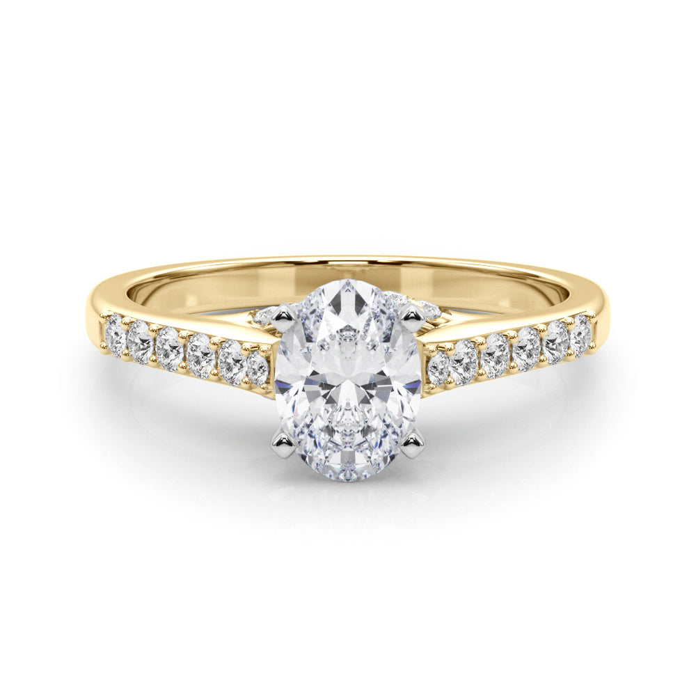 Sculpted Channel-Set Round Diamond Engagement Ring — 9K/18K Gold & Platinum
