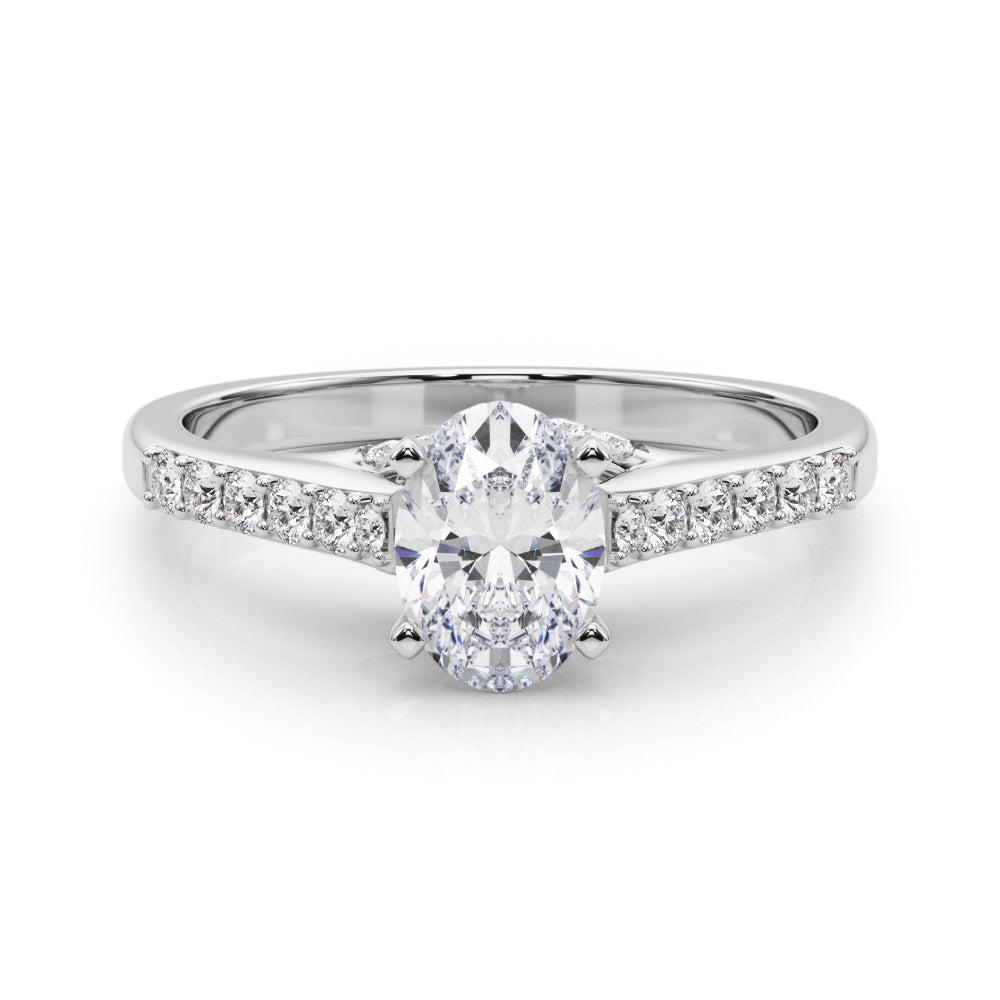 Sculpted Channel-Set Round Diamond Engagement Ring — 9K/18K Gold & Platinum