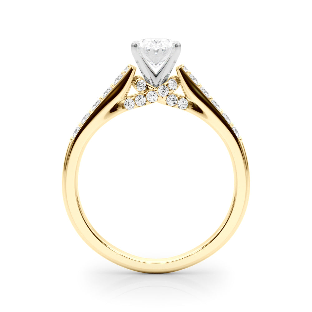 Sculpted Channel-Set Round Diamond Engagement Ring — 9K/18K Gold & Platinum