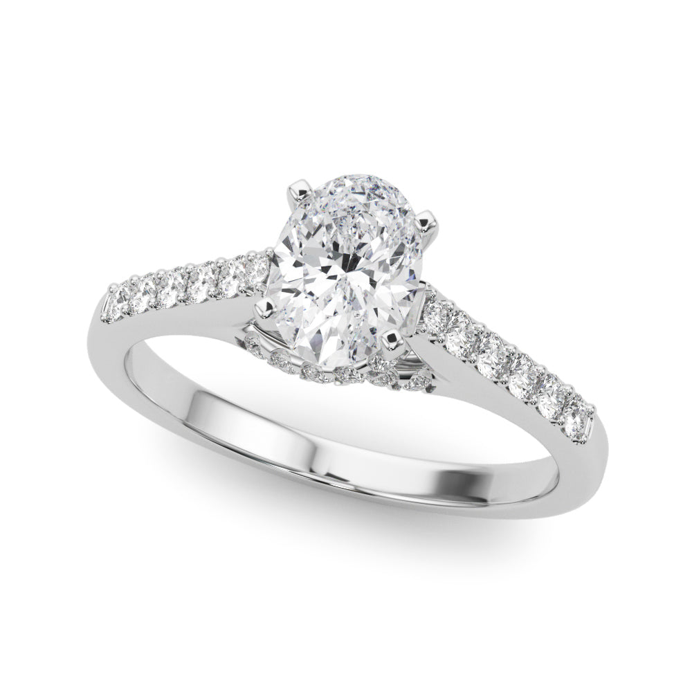 Sculpted Channel-Set Round Diamond Engagement Ring — 9K/18K Gold & Platinum