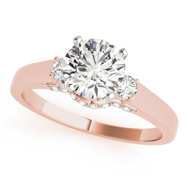 Couture Three-Stone Round Diamond Engagement Ring — 9K/18K Gold & Platinum