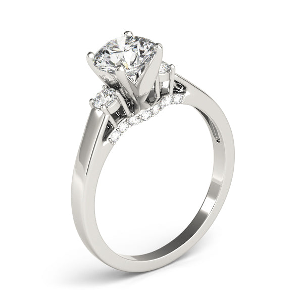 Couture Three-Stone Round Diamond Engagement Ring — 9K/18K Gold & Platinum