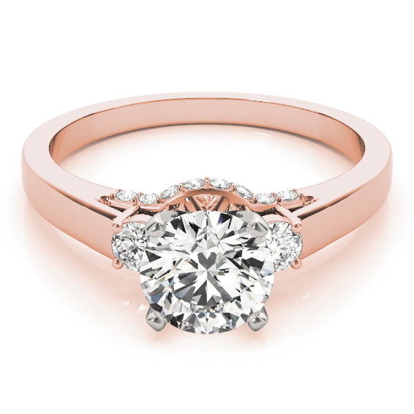 Couture Three-Stone Round Diamond Engagement Ring — 9K/18K Gold & Platinum