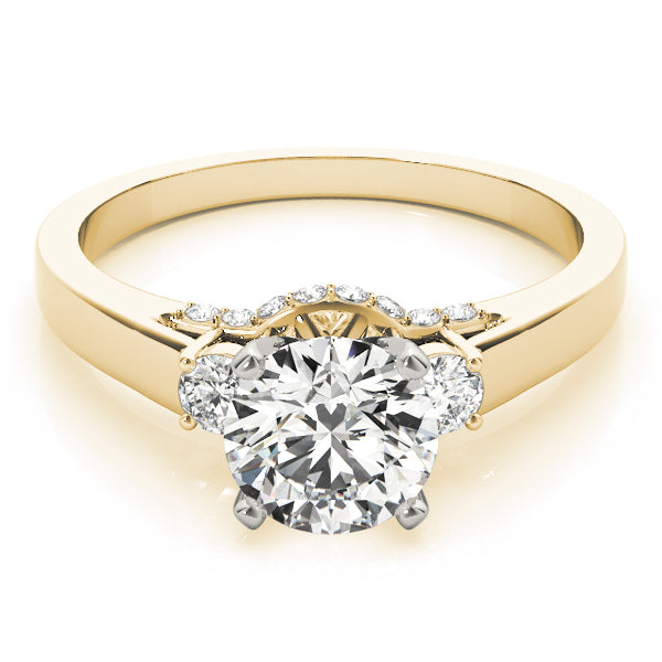 Couture Three-Stone Round Diamond Engagement Ring — 9K/18K Gold & Platinum