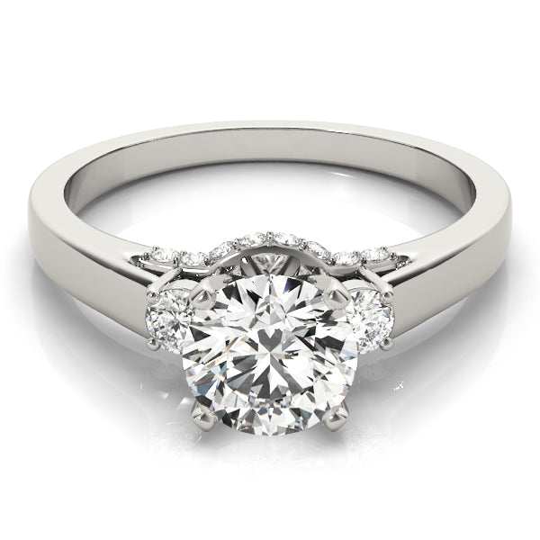 Couture Three-Stone Round Diamond Engagement Ring — 9K/18K Gold & Platinum