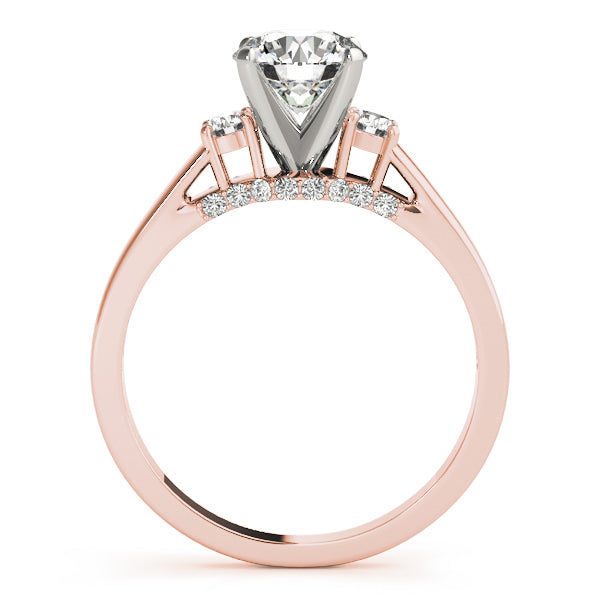 Couture Three-Stone Round Diamond Engagement Ring — 9K/18K Gold & Platinum