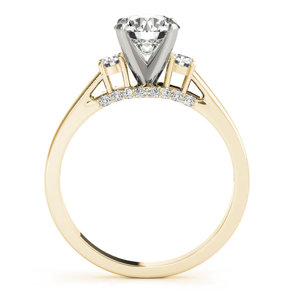 Couture Three-Stone Round Diamond Engagement Ring — 9K/18K Gold & Platinum