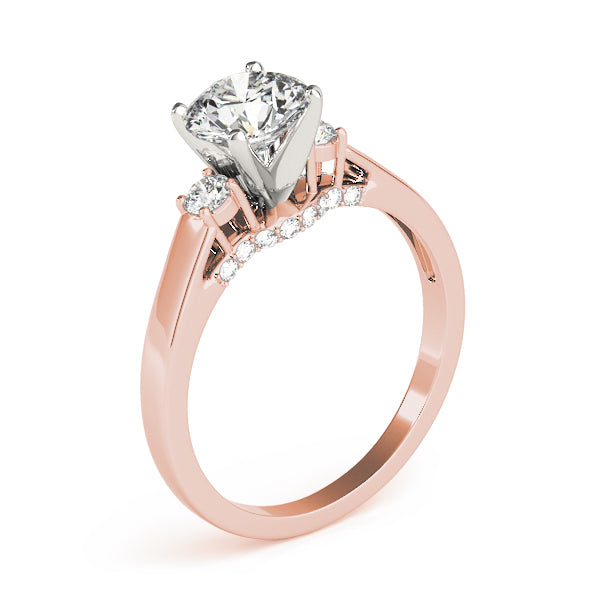 Couture Three-Stone Round Diamond Engagement Ring — 9K/18K Gold & Platinum
