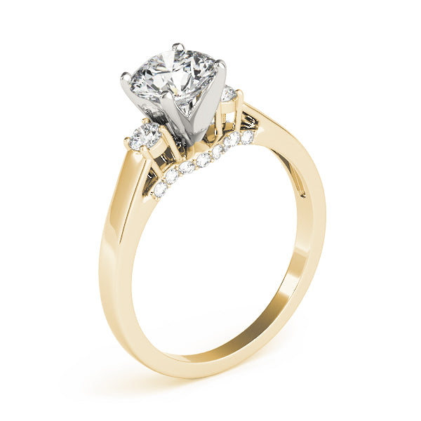 Couture Three-Stone Round Diamond Engagement Ring — 9K/18K Gold & Platinum
