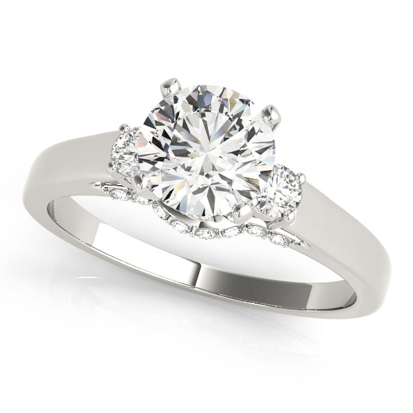 Couture Three-Stone Round Diamond Engagement Ring — 9K/18K Gold & Platinum