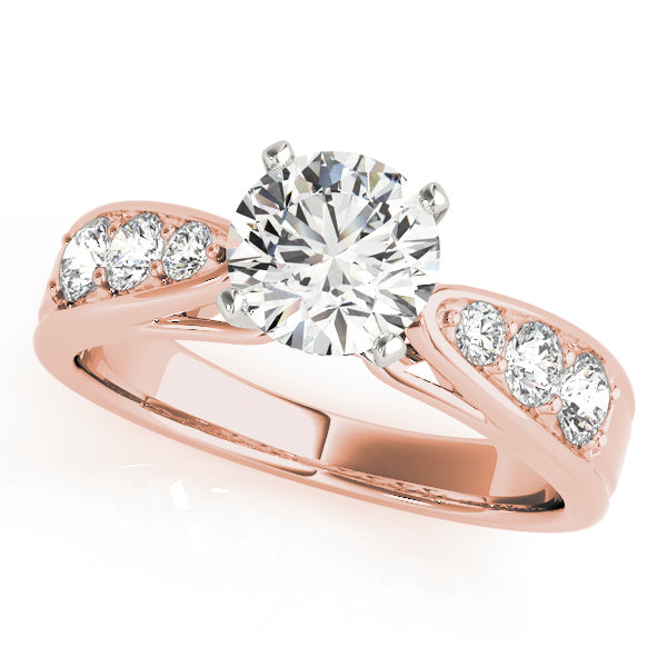 Romantic Channel-Set Round Diamond Engagement Ring — 9K/18K Gold & Platinum