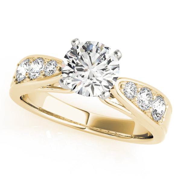 Romantic Channel-Set Round Diamond Engagement Ring — 9K/18K Gold & Platinum