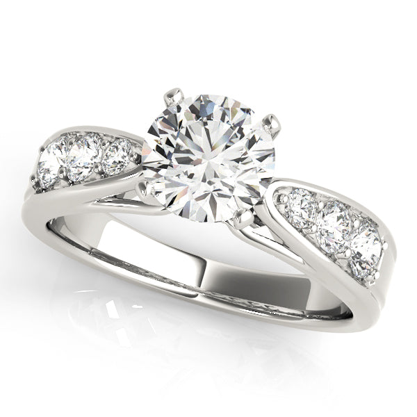 Romantic Channel-Set Round Diamond Engagement Ring — 9K/18K Gold & Platinum