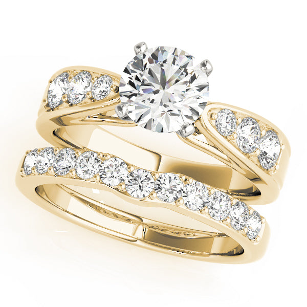 Romantic Channel-Set Round Diamond Engagement Ring — 9K/18K Gold & Platinum