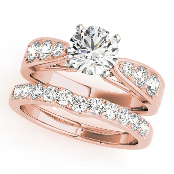 Romantic Channel-Set Round Diamond Engagement Ring — 9K/18K Gold & Platinum