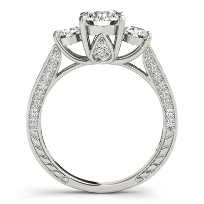 Three-Stone Round Cut Lab-Grown Diamond Engagement Ring with Split Shank 