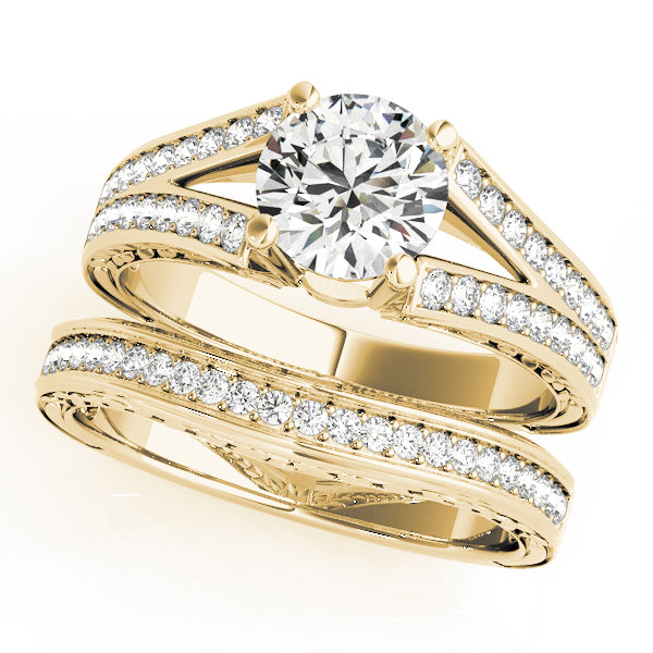 Lustrous Antique Round Diamond Engagement Ring — 9K/18K Gold & Platinum