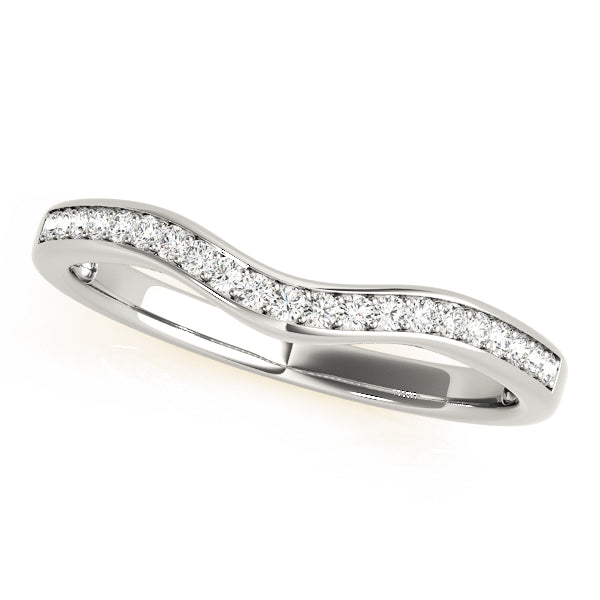 Curved Bands Half Eternity Ring in Gold & Platinum