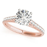 Crowned Prong-Set Round Diamond Engagement Ring — 9K/18K Gold & Platinum