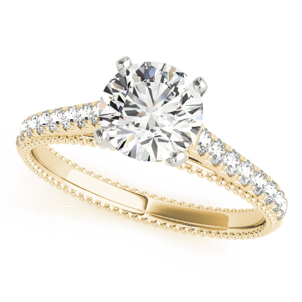 Crowned Prong-Set Round Diamond Engagement Ring — 9K/18K Gold & Platinum