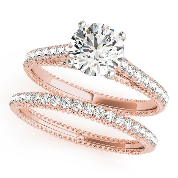 Crowned Prong-Set Round Diamond Engagement Ring — 9K/18K Gold & Platinum