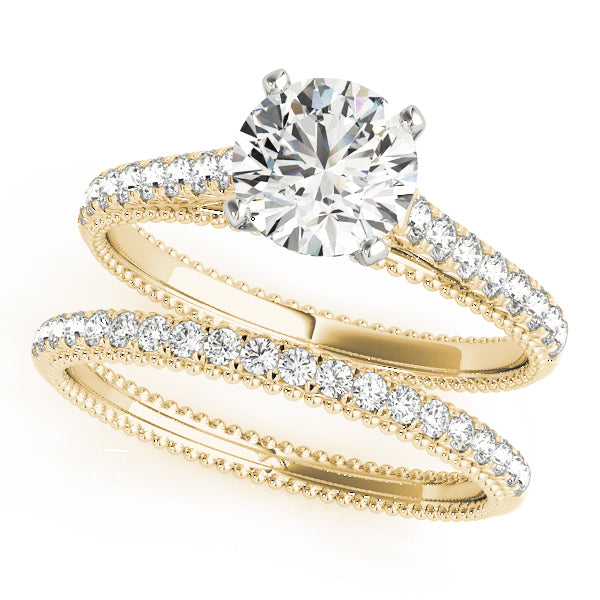 Crowned Prong-Set Round Diamond Engagement Ring — 9K/18K Gold & Platinum