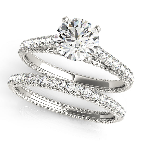 Crowned Prong-Set Round Diamond Engagement Ring — 9K/18K Gold & Platinum