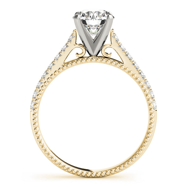 Crowned Prong-Set Round Diamond Engagement Ring — 9K/18K Gold & Platinum