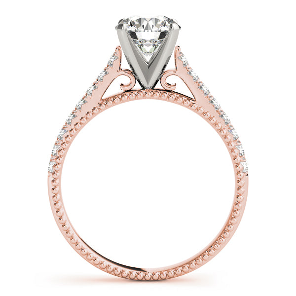 Crowned Prong-Set Round Diamond Engagement Ring — 9K/18K Gold & Platinum