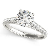 Crowned Prong-Set Round Diamond Engagement Ring — 9K/18K Gold & Platinum