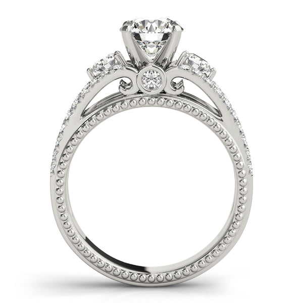 Graceful Three-Stone Round Diamond Engagement Ring — 9K/18K Gold & Platinum