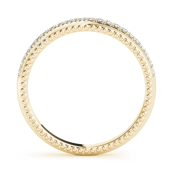 Beaded Prong Set Half Eternity Ring in Gold & Platinum