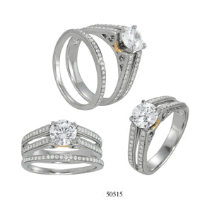 Dazzling Multi-Row Round Diamond Engagement Ring — 9K/18K Gold & Platinum