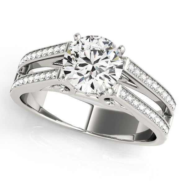 Dazzling Multi-Row Round Diamond Engagement Ring — 9K/18K Gold & Platinum