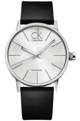Calvin Klein K7621192 Men's 42 mm Stainless Steel Leather Watch – Black Strap