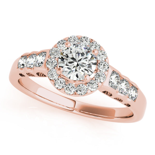 Splendid Halo Round Diamond Engagement Ring — 9K/18K Gold & Platinum