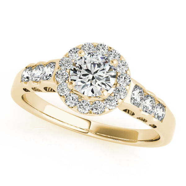 Splendid Halo Round Diamond Engagement Ring — 9K/18K Gold & Platinum