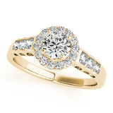 Splendid Halo Round Diamond Engagement Ring — 9K/18K Gold & Platinum