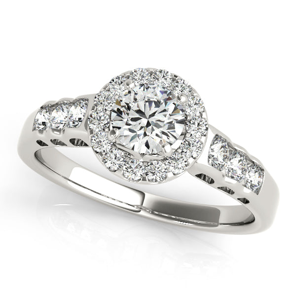 Splendid Halo Round Diamond Engagement Ring — 9K/18K Gold & Platinum