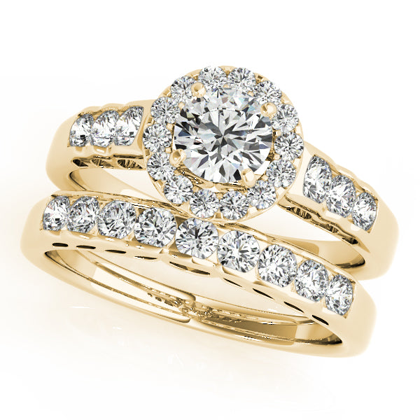 Splendid Halo Round Diamond Engagement Ring — 9K/18K Gold & Platinum