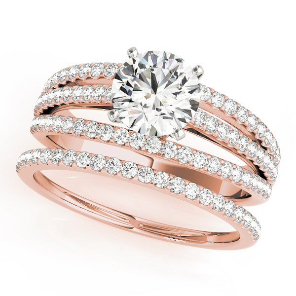 Enchanted Multi-Row Round Diamond Engagement Ring — 9K/18K Gold & Platinum