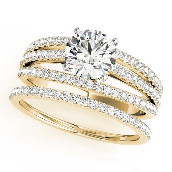 Enchanted Multi-Row Round Diamond Engagement Ring — 9K/18K Gold & Platinum