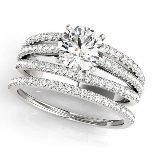 Enchanted Multi-Row Round Diamond Engagement Ring — 9K/18K Gold & Platinum
